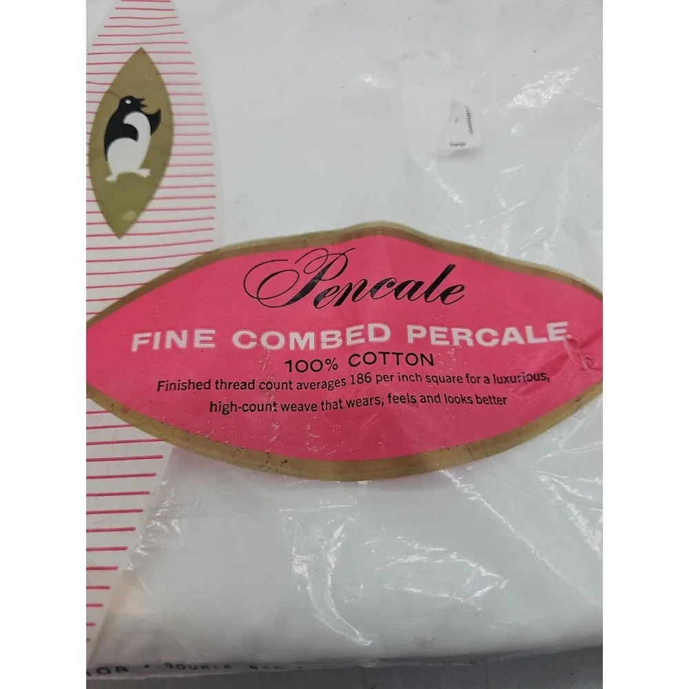 Vintage Double Bed‎  Flat Sheet Set Penneys Pencale White  NOS